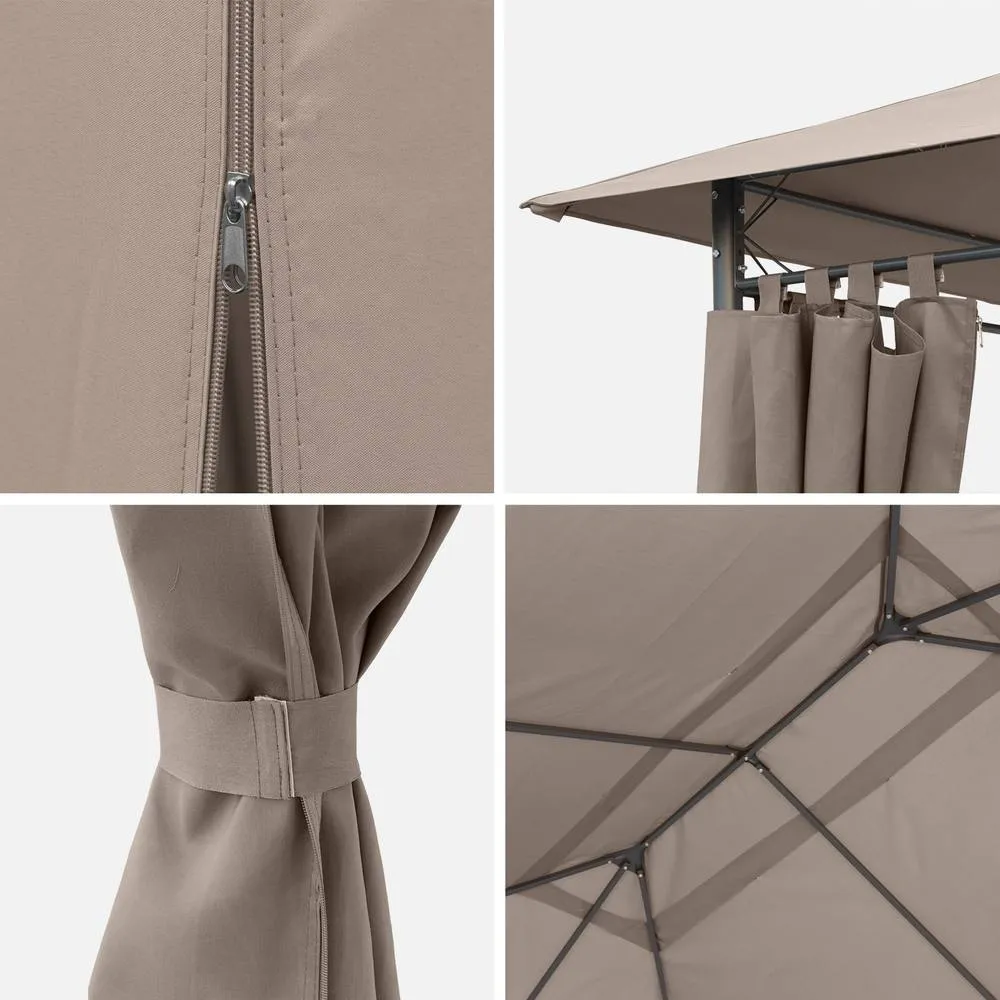 sweeek Heavy Duty 3x4m Gazebo With Curtains in Medium Beige 4