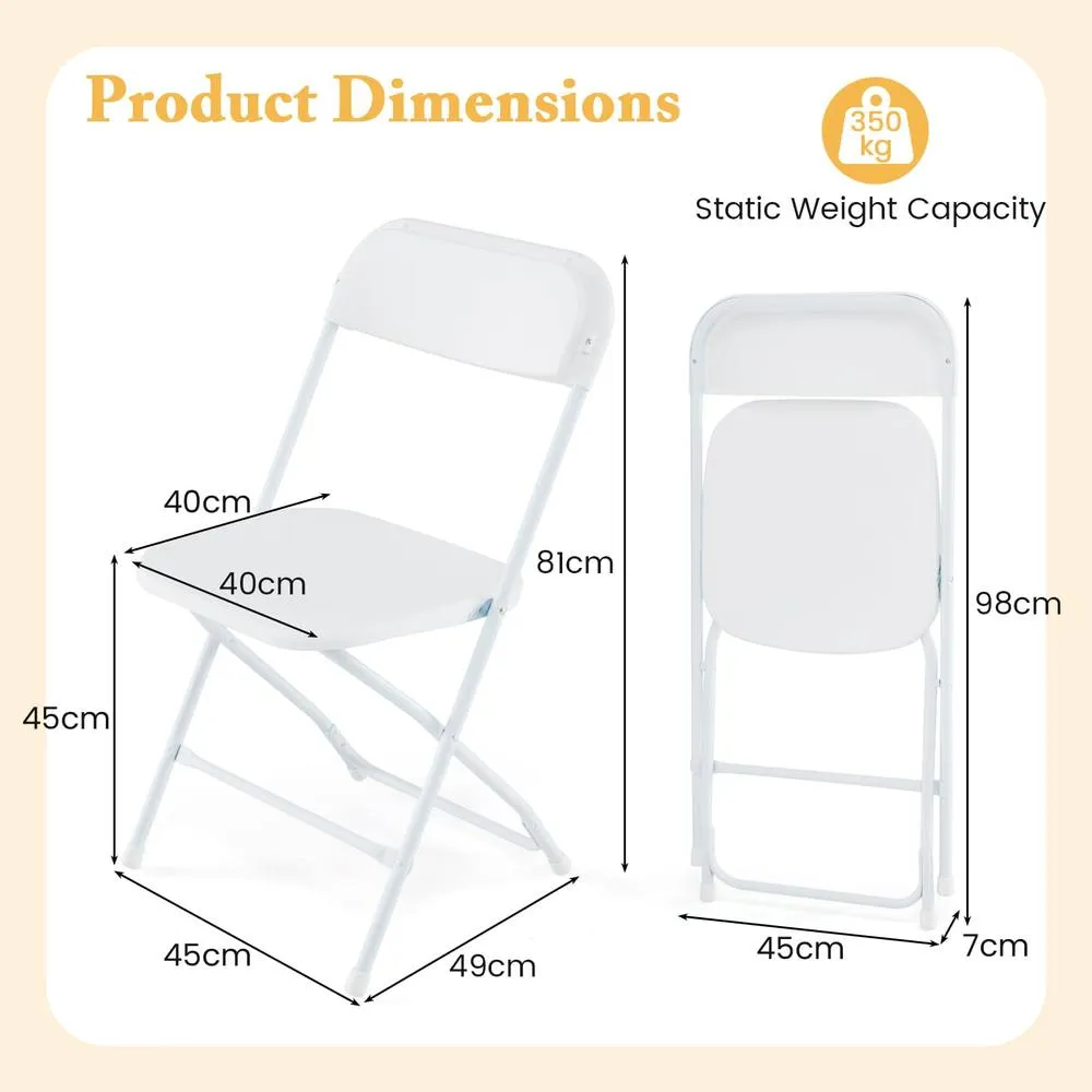 Costway 4Pack Metal Folding Chairs Portable Patio Chairs w/ Plastic Seat & Back in White 2