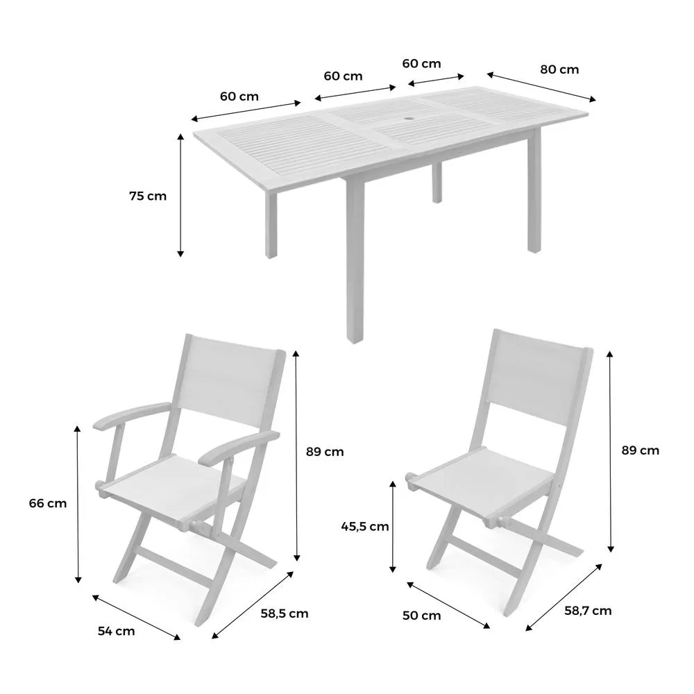 sweeek 6-seater Extendable Wooden Garden Table Set With Chairs in Light Brown 5