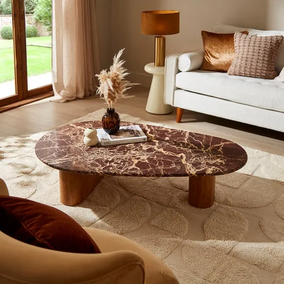 Pondus Coffee Table, Real Cherry Marble and Mango Wood