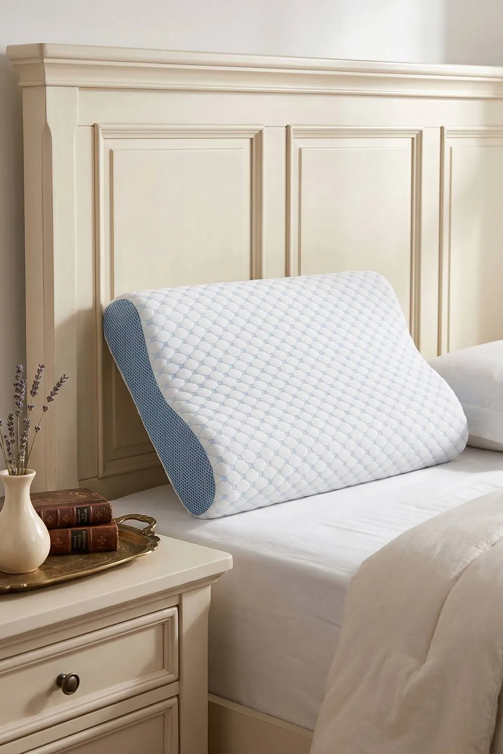 Living and Home High-Density Memory Foam Pillow with Zip-Off Cover in White