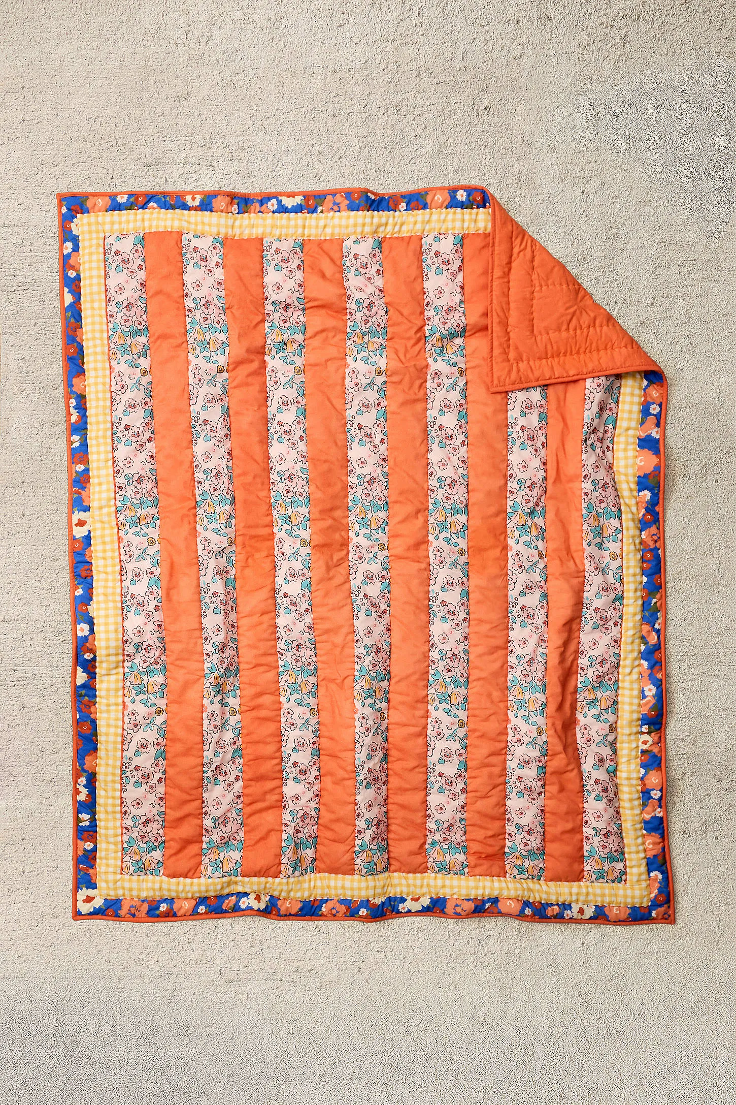 Orange Stripe Quilted Throw 2