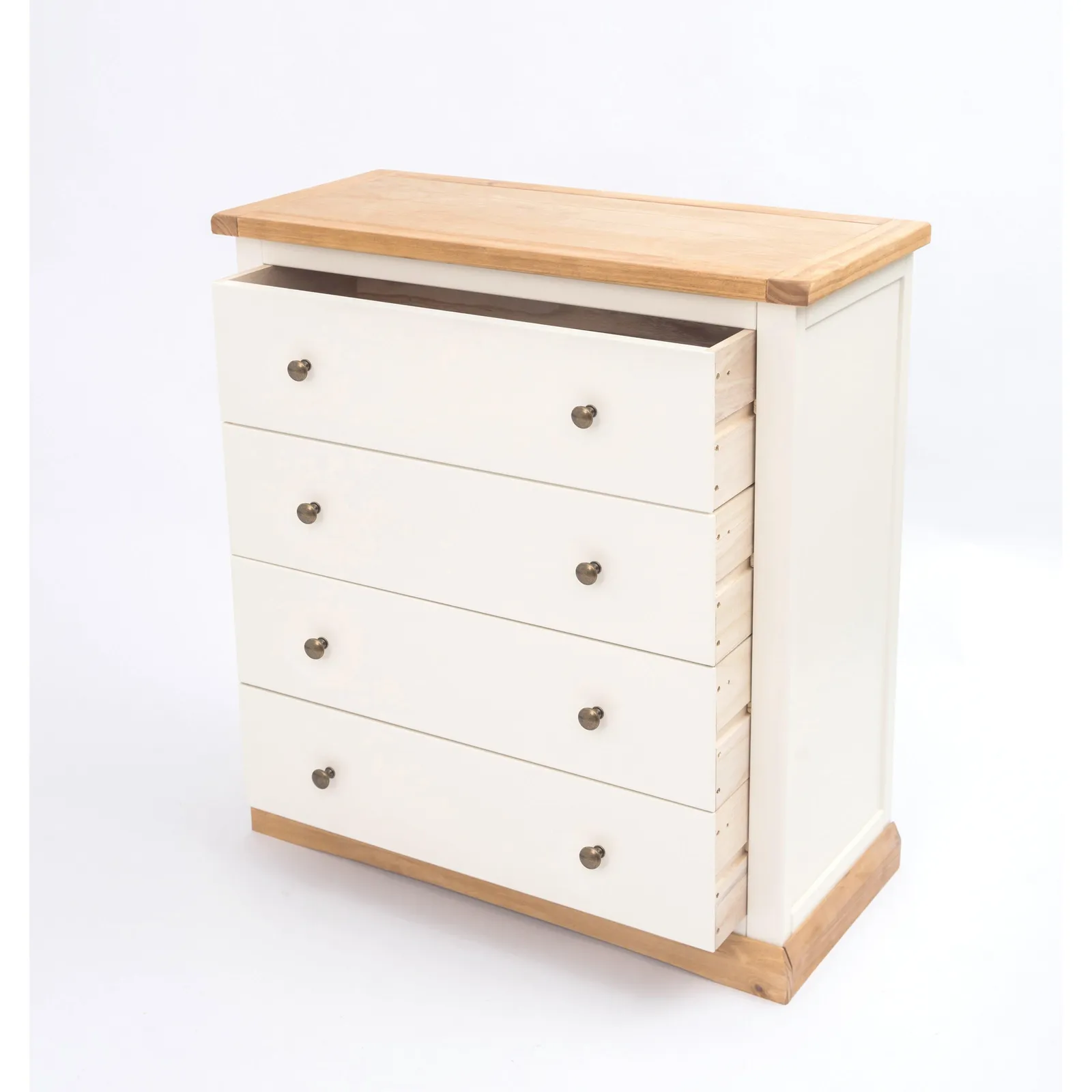 Cabinet Bits Trevi 4 Drawer Chest of Drawers Brass Knob in Off-White 4