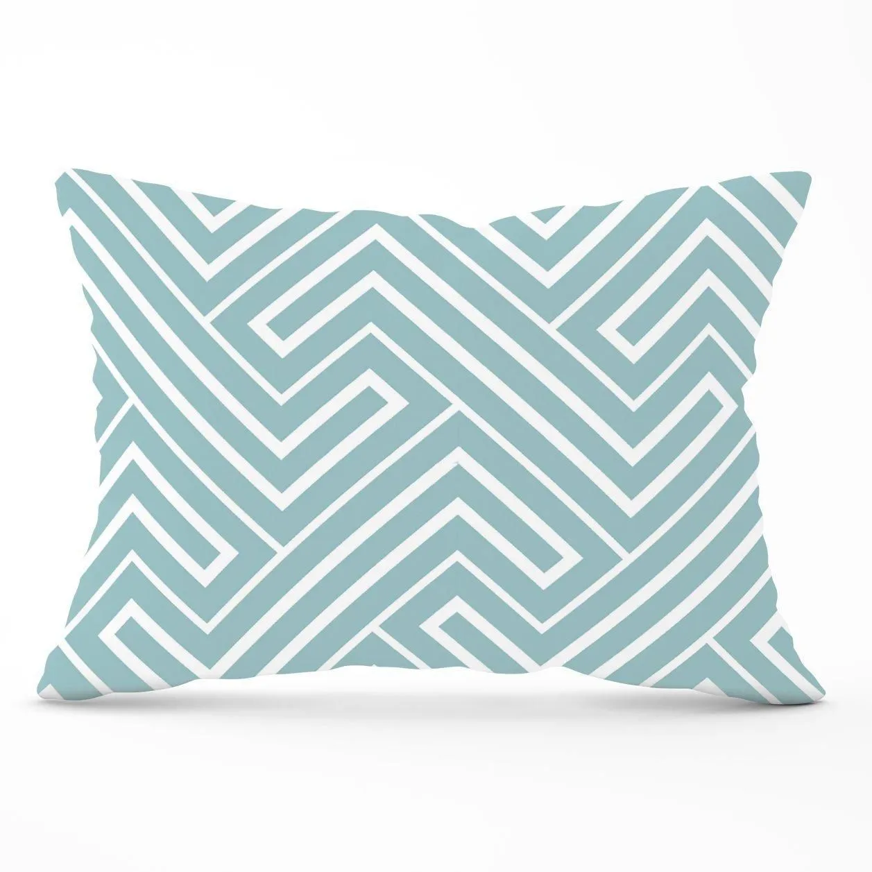 Warren Reed - Designer Blue & White Geometric Pattern Cushions in Green