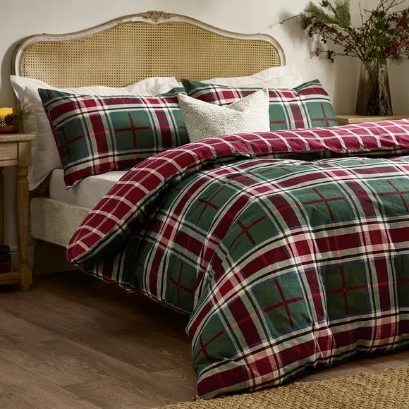 Wylder Nature Braemar Check 100% Cotton Duvet Cover and Pillowcase Set 3