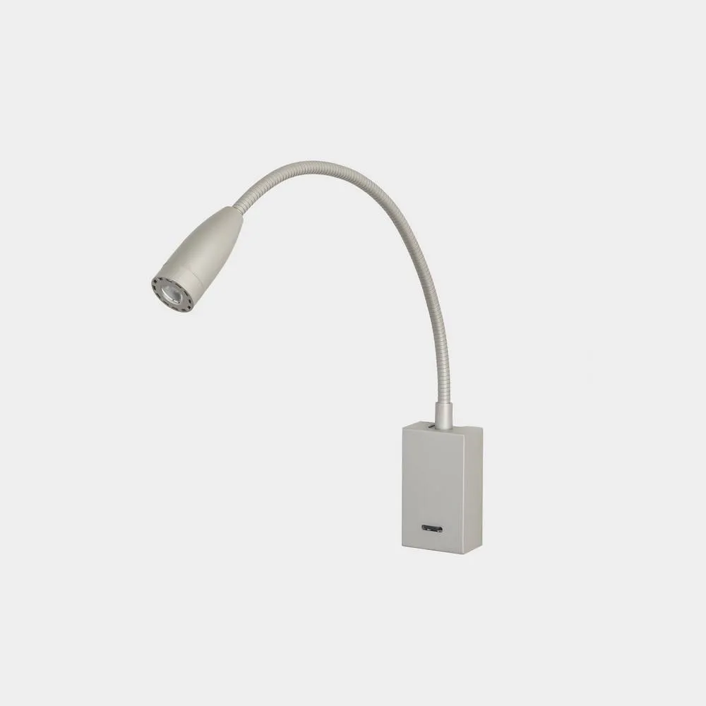 Netlighting Bed Rectangular LED Reading Light Adjustable Arm Nickel IP20 2.2W in Grey