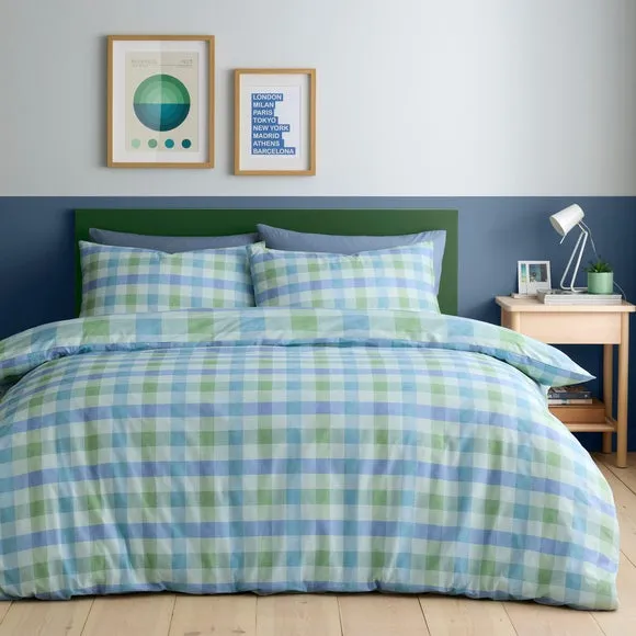 Fusion Block Check Polycotton Duvet Cover & Pillowcase Set 4