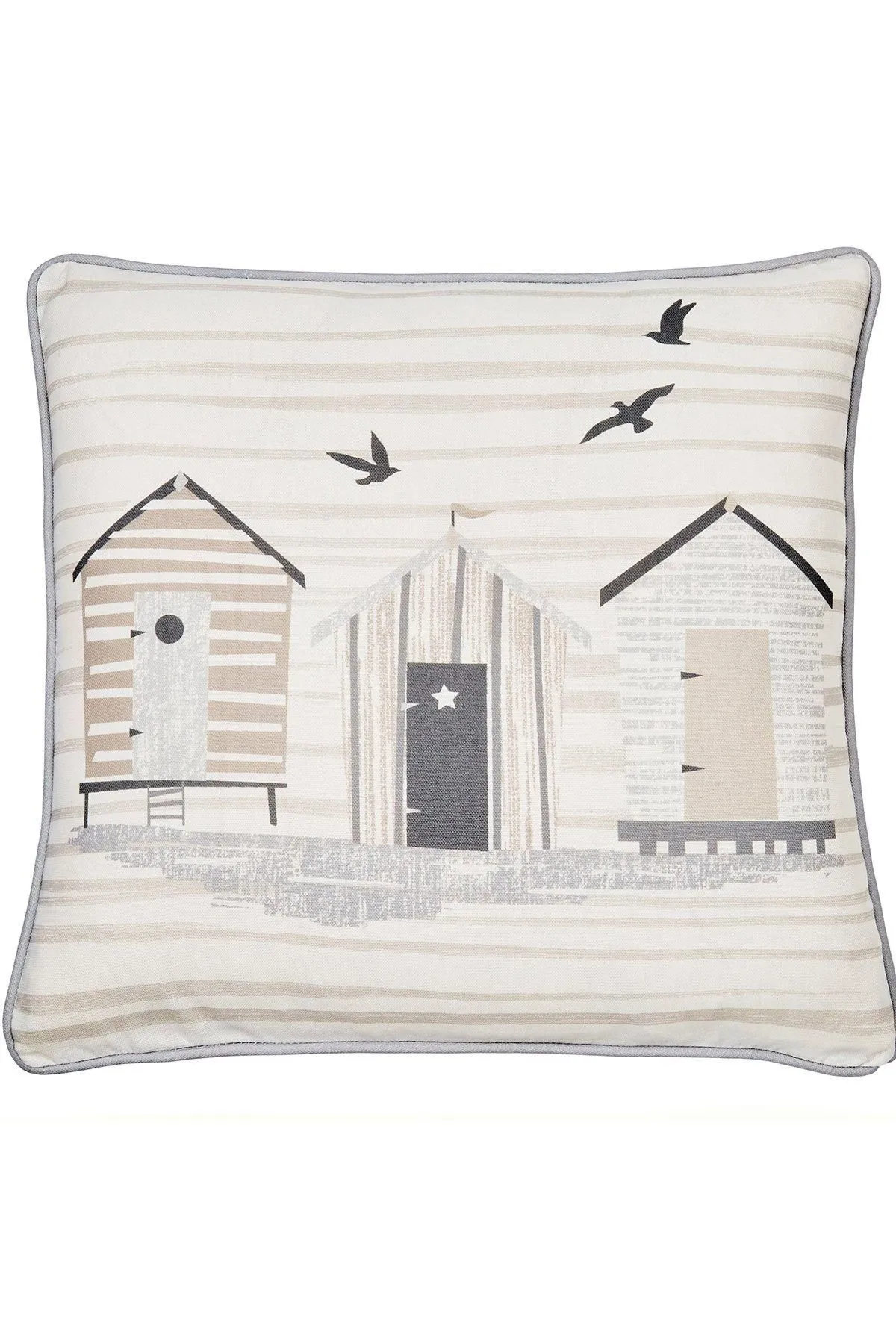 Fusion 'Beach Huts' Outdoor Water & UV Resistant Garden Filled Bench Cushion in Natural 3