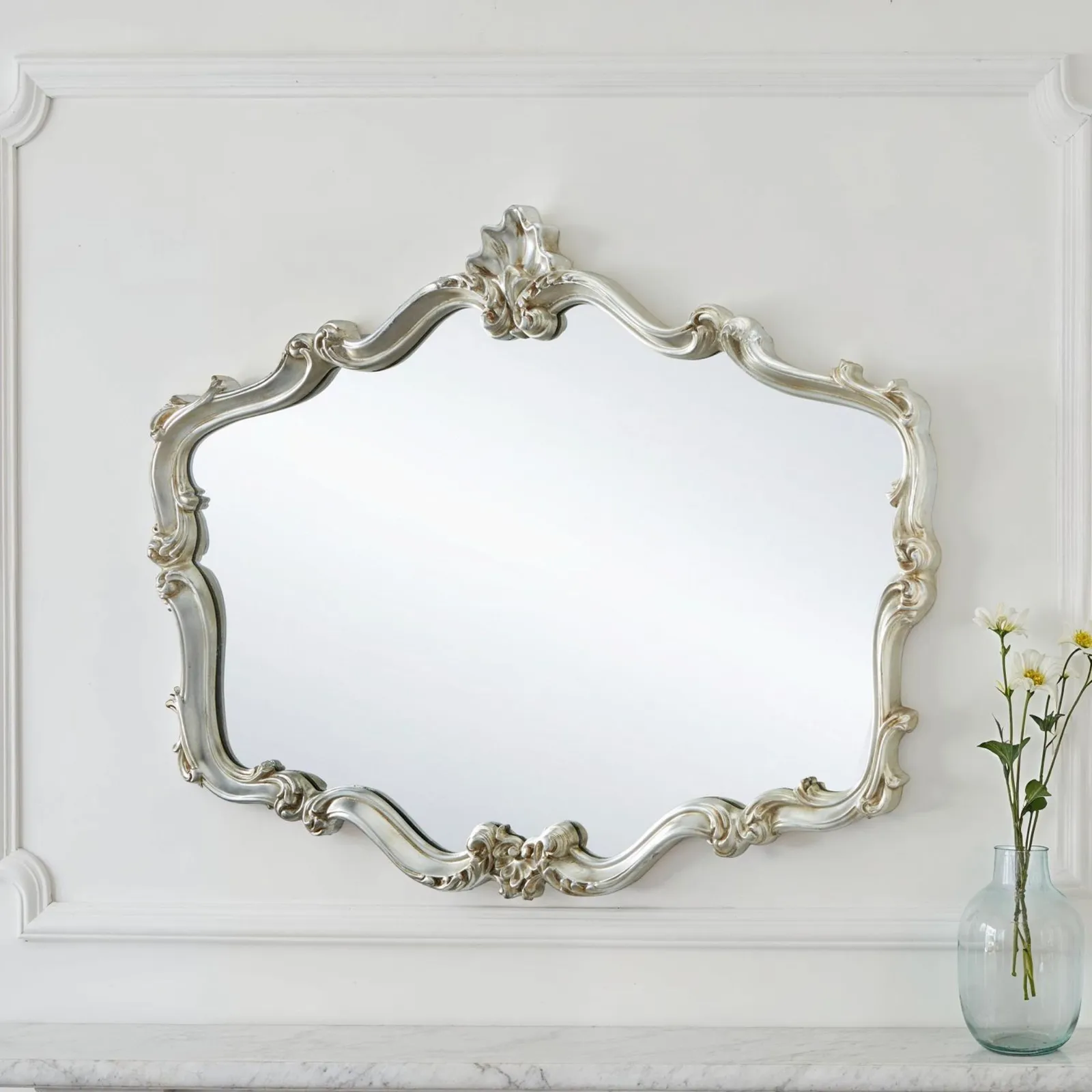 Yearn Mirrors Regency Decorative Landscape Mirror Silver in Metallic Silver 2