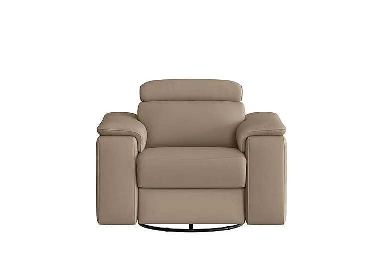 Davide Leather Swivel Rocker Power Recliner Chair - Torello Taupe