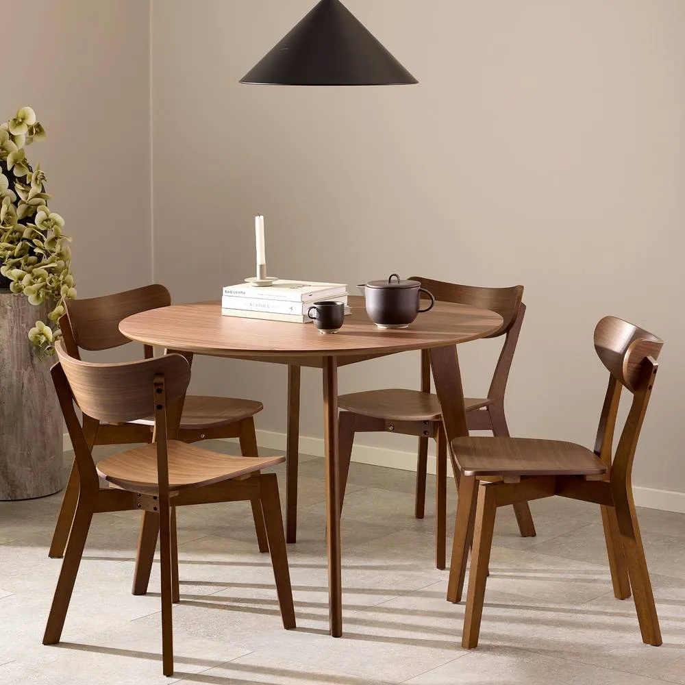 Furniture To Go Roxby Walnut Table 120x76cm with 4 Roxby Walnut Dining Chairs