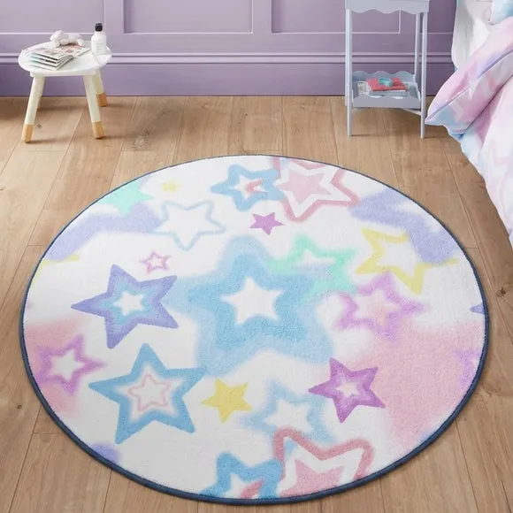 Catherine Lansfield Kids Ombre Stars Pink Circle Rug
