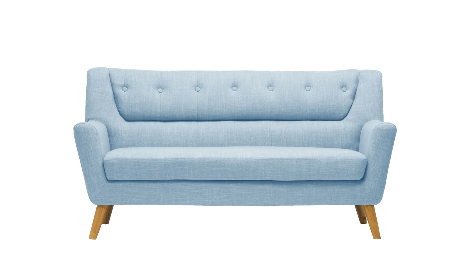 Birlea 3 Seater Sofa Lambeth Settee Modern Retro Style Fabric Wood Legs in Blue 5