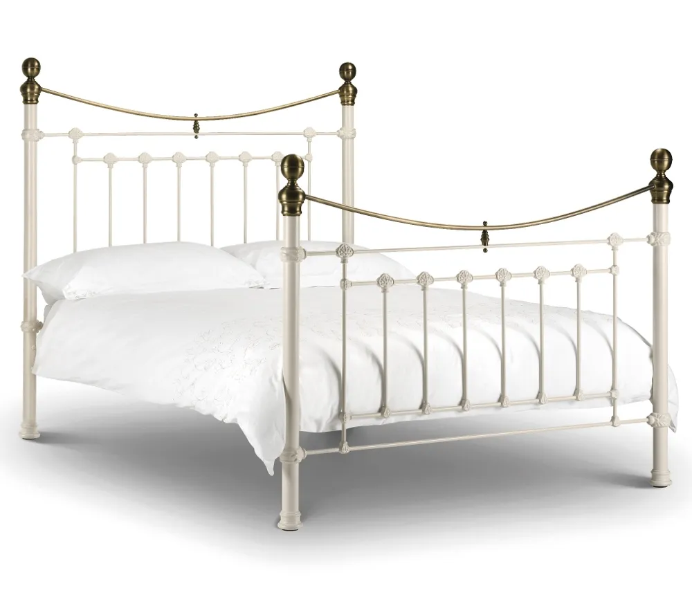 Victoria - King Size - White - Metal - High Foot-End Bed - 5ft - Happy Beds 1