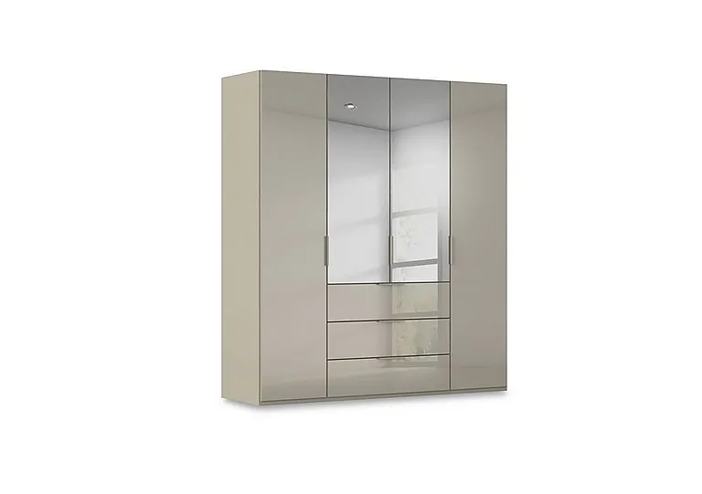 Haven 201cm 4 Door Combi Wardrobe with 2 Glass and 2 Mirror Doors