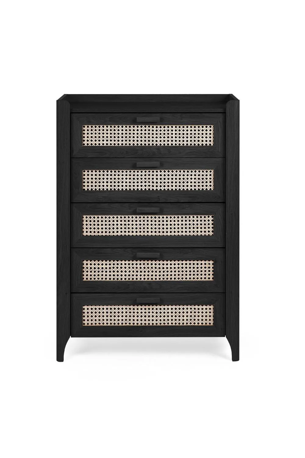 Julian Bowen Sydney Rattan Print 5 Drawer Chest in Black 4