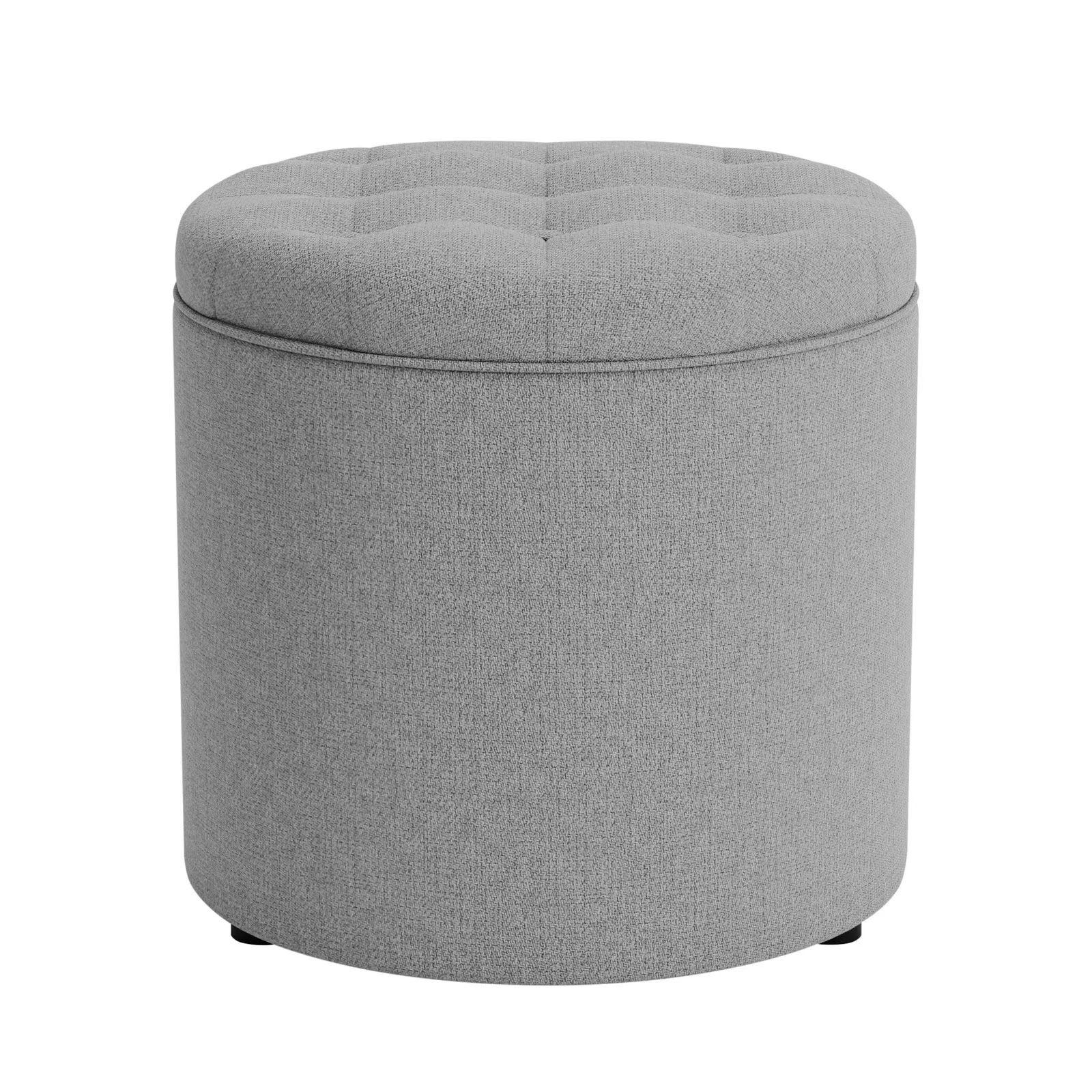 Oswald Faux Wool Round Storage Footstool Grey