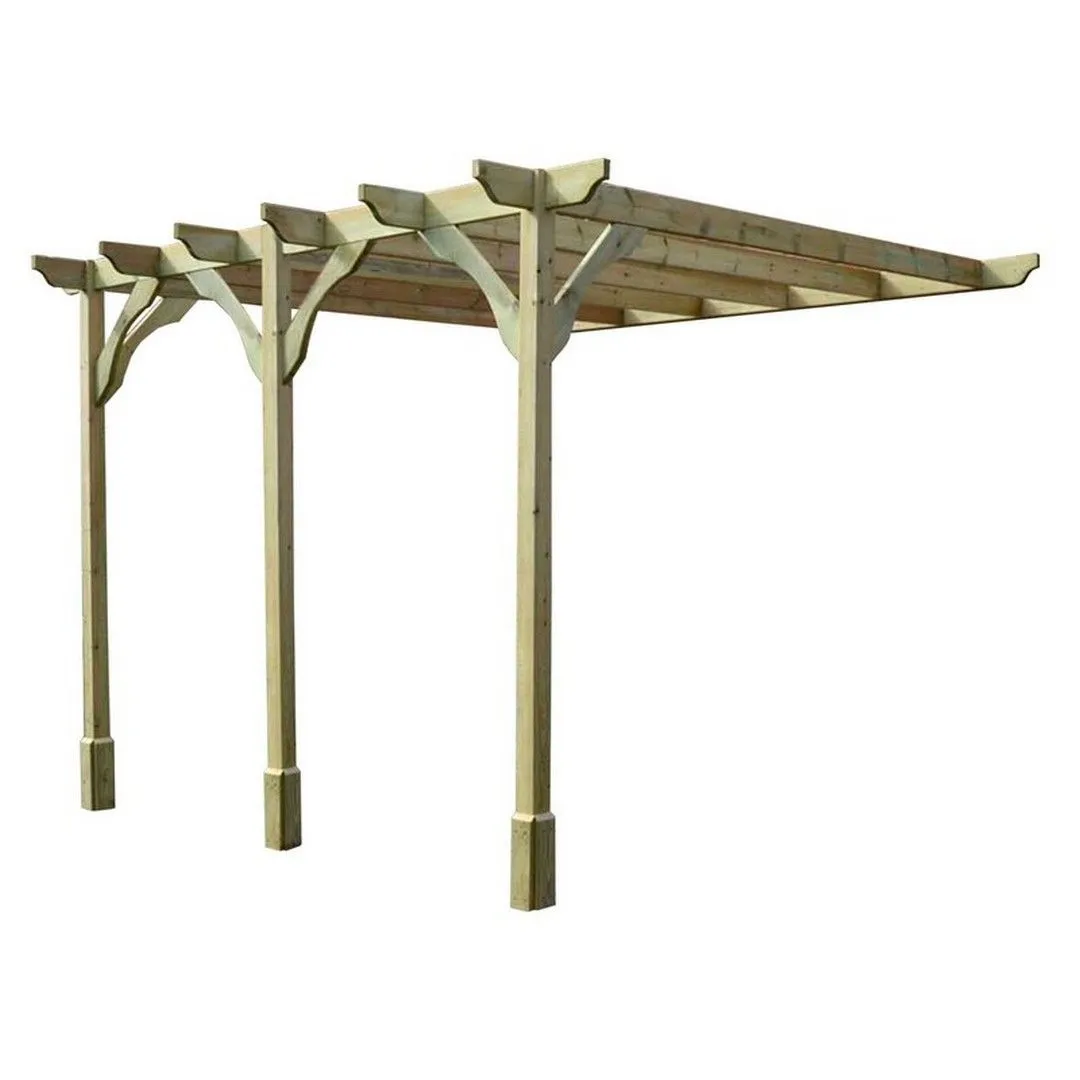Rutland County Garden Furniture Ltd Wall Mounted Premium Pergola 3 Posts, L240 x W660 x H270 cm, Green