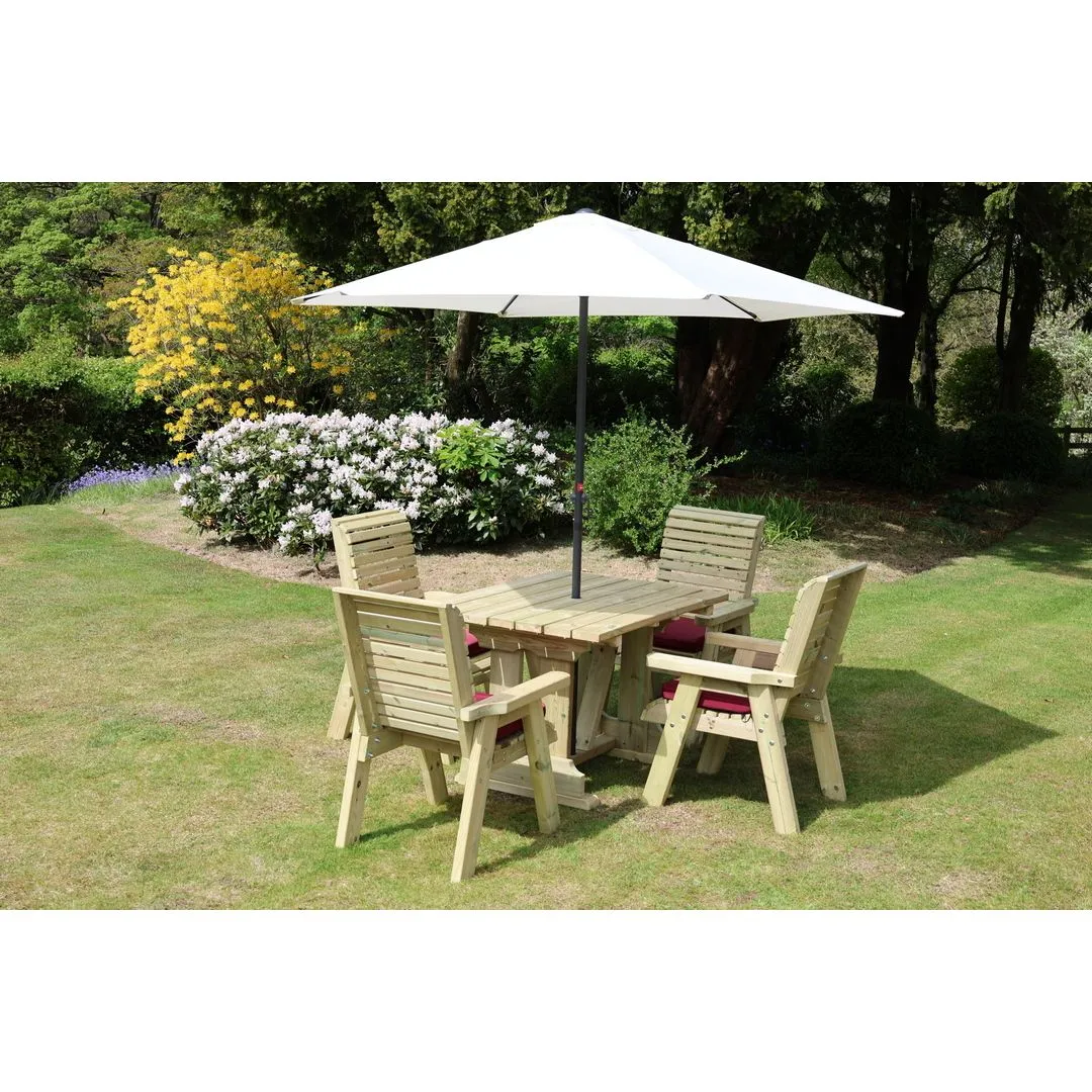 Churnet Valley Garden Furniture Ltd Ergo 4 Chair Dining Set - Min. Assembly Required - Set of Cushions Inc in Brown 2