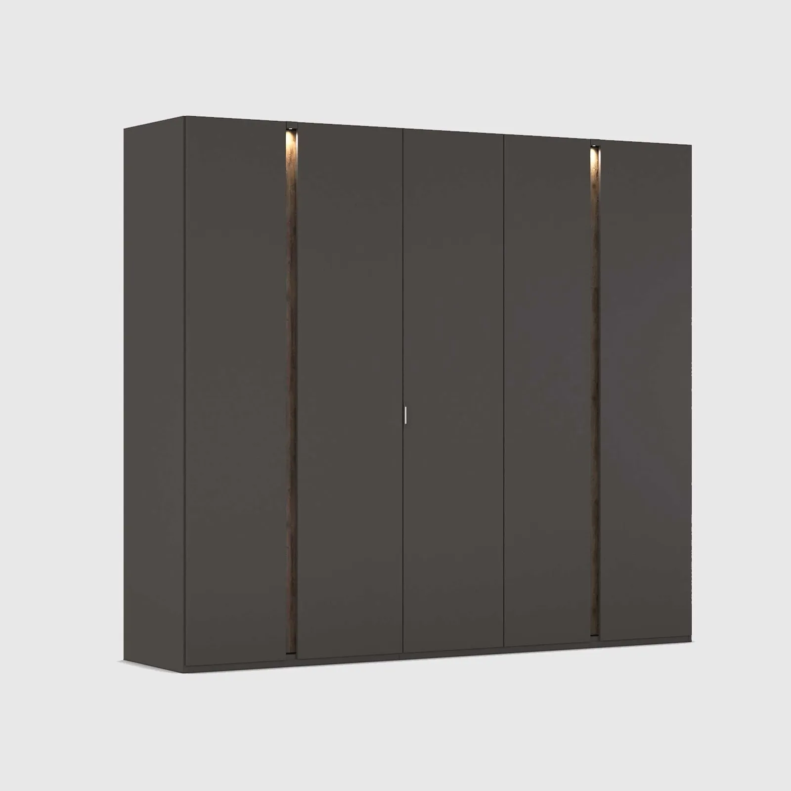 Arvada 5 Door Hinged Wardrobe With Lighting, Black Wood | Barker & Stonehouse 1