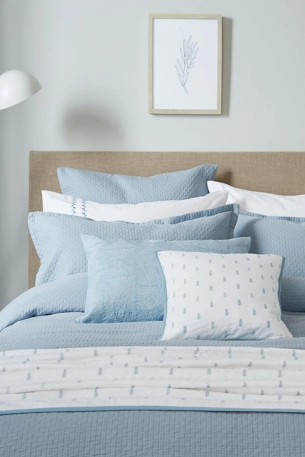 Murmur 'Hush' Cotton Percale Oxford Pillowcase in Blue 2