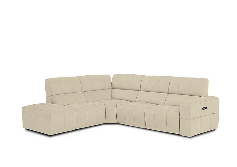 Cube Fabric Power Recliner Left Hand Facing Chaise End Sofa with Power Headrest