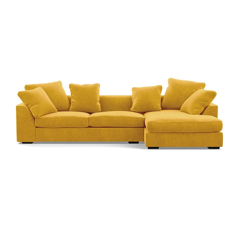 Heal's Cumulus RHF Corner Sofa Smart Luxe Velvet Canary Black Feet 1