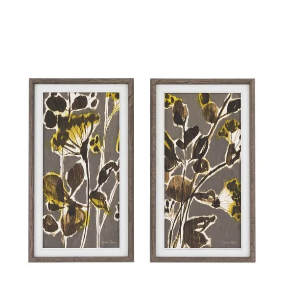Cedar and Sage Set of 2 Statement Flora and Fauna Framed Canvases