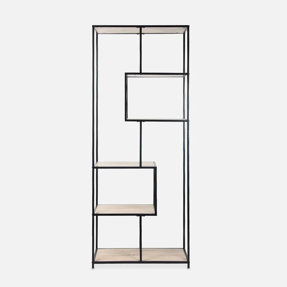 sweeek 6-level Industrial Bookshelf In Metal & Wooden Effect in Light Brown 2
