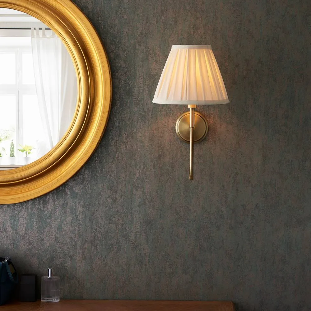Netlighting Rouen & Carla Wall Lamp with Shade Antique Brass Plate & Cream Fabric in Gold 5