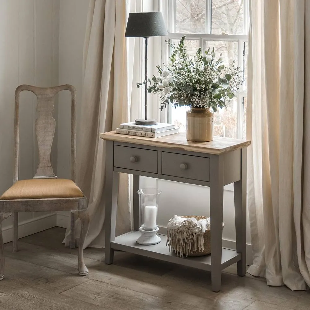 Statement Furniture Florence Console Table with 2 Drawers in Light Grey 3