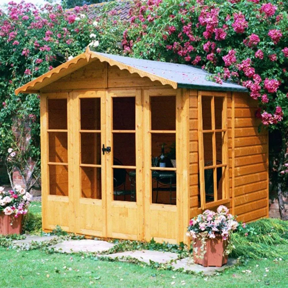 Shires Kensington Shiplap Summerhouse Garden Sun Room Approx 7 x 7 Feet in Brown 2