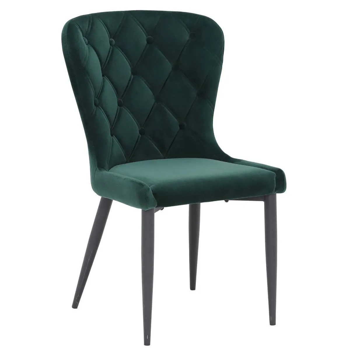Burnaby Buttoned Dining Chair - Green - Velvet - W57 x D63 x H93cm - Barker & Stonehouse