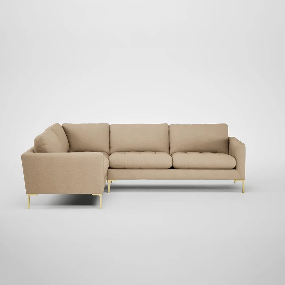 Heal's Eton Left Hand Facing Corner Sofa Capelo Linen-Cotton Bamboo Brass Feet 1