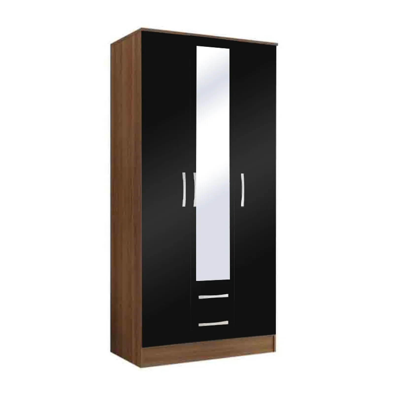 Lynx Mirrored 3 Door Mirrored Wardrobe Black