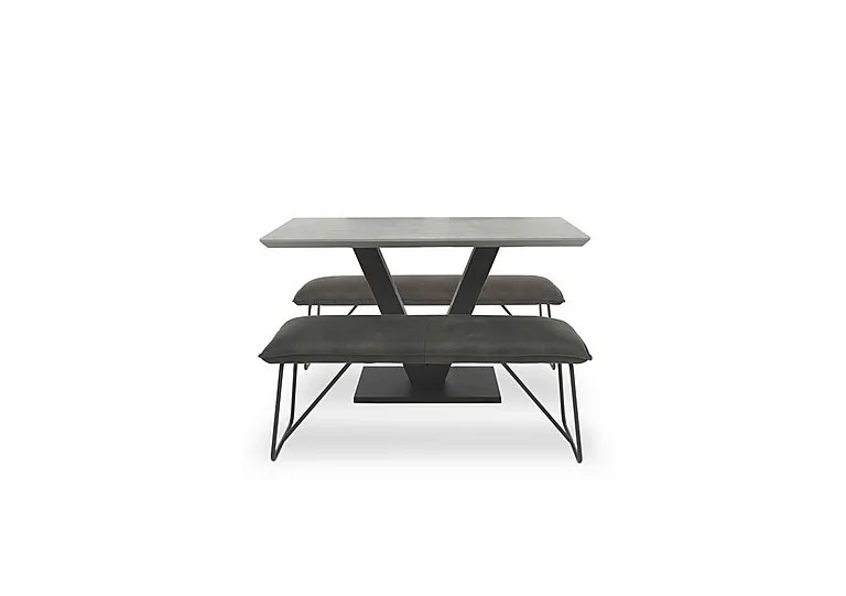 Ruben Dining Table with 2 Faux Suede Standard Benches