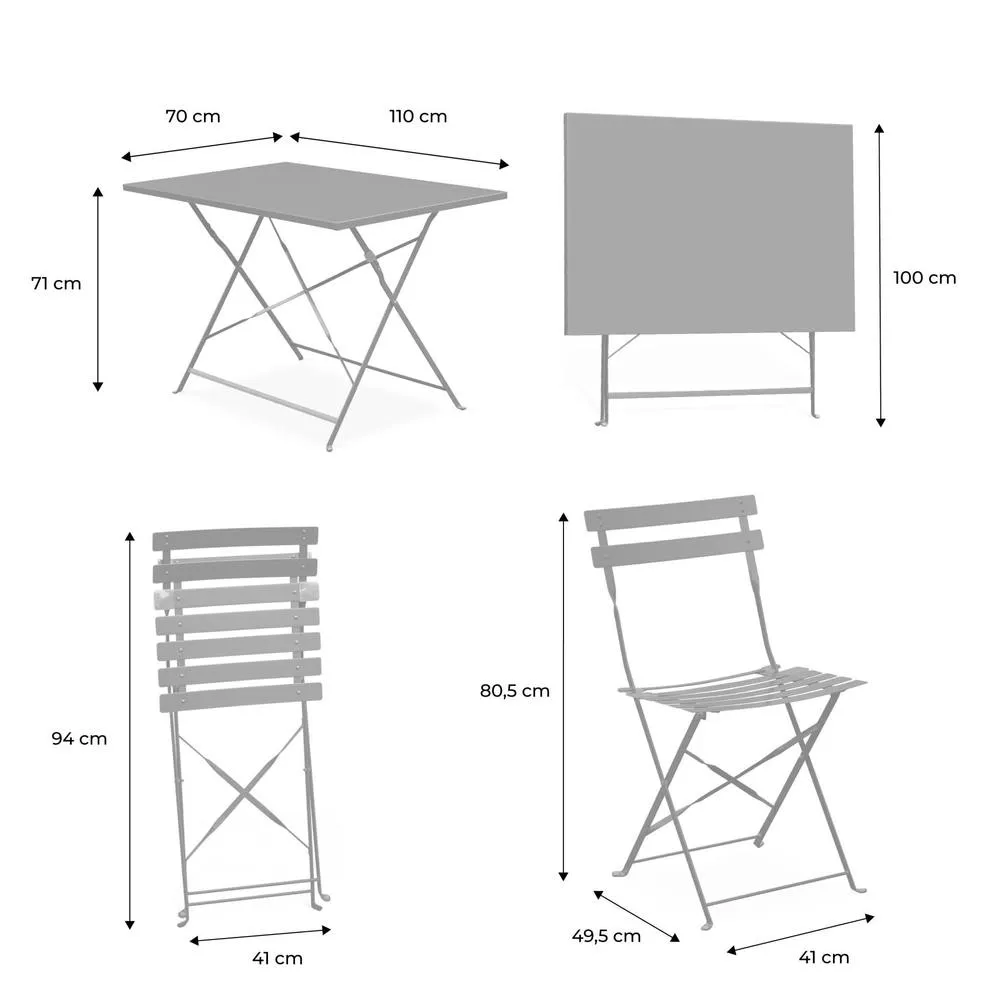 sweeek 4-seater folding metal bistro garden table in Grey 5