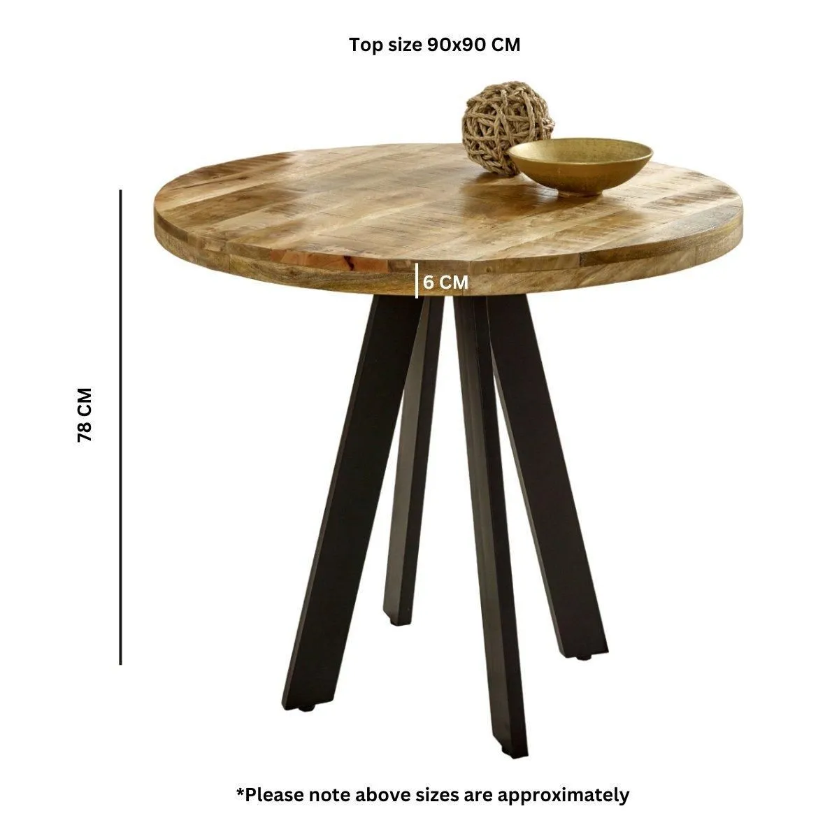IH Design Bratton Mango Wooden 4 Seater Round Dining Table in Brown 6