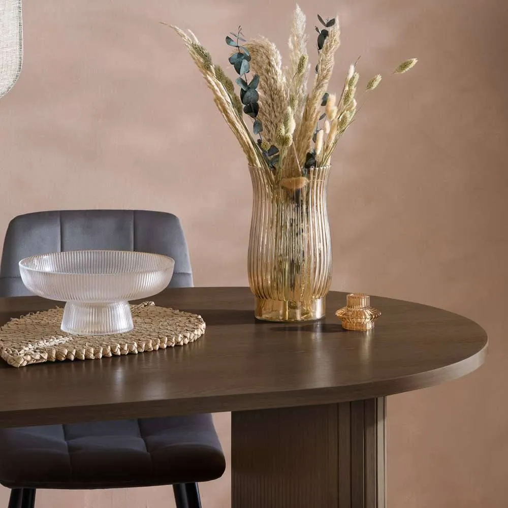 Birlea Axel Oval Fluted Dining Table in Brown 3
