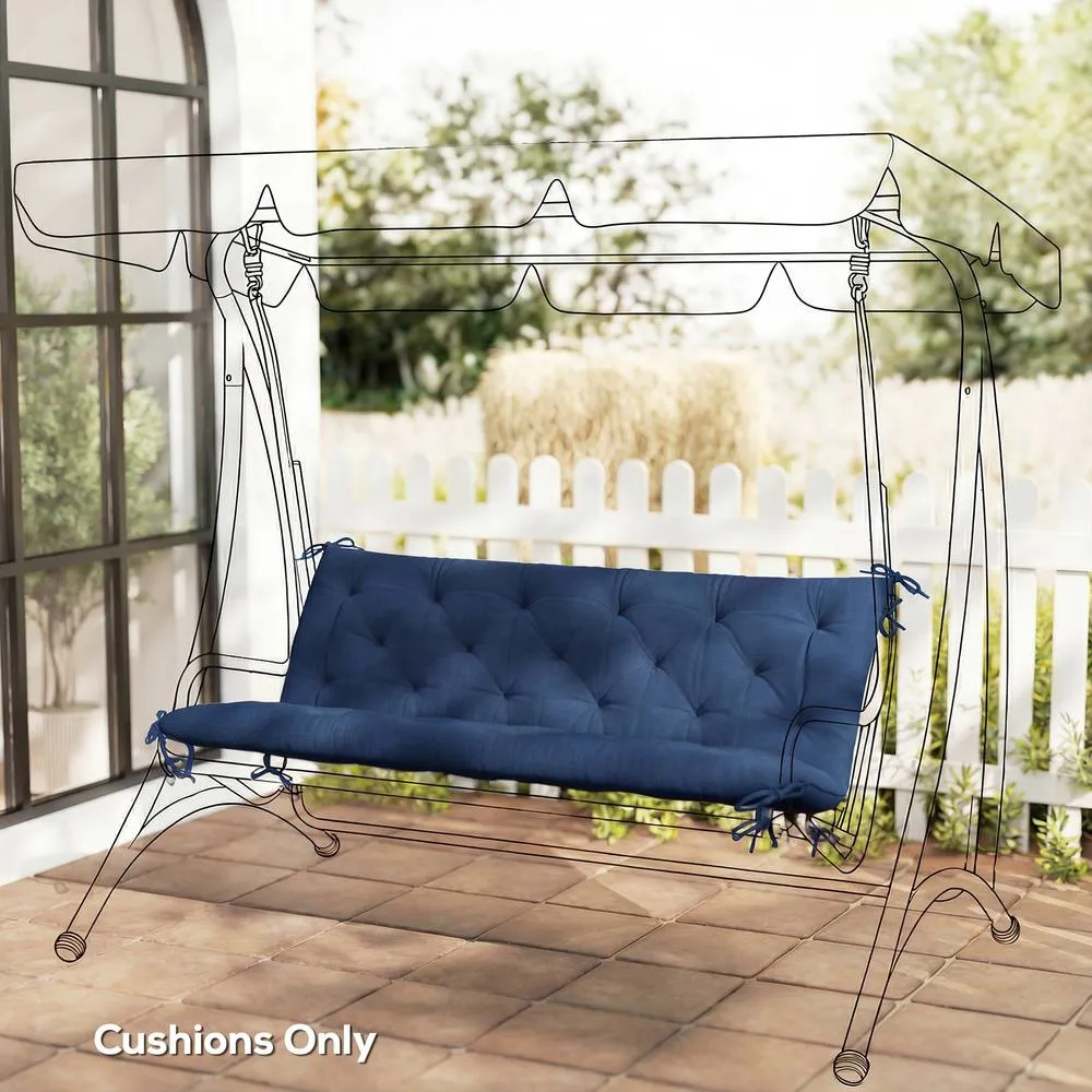 OUTSUNNY 2 Seater Garden Bench Cushion Outdoor Seat Pad with Ties in Blue 2
