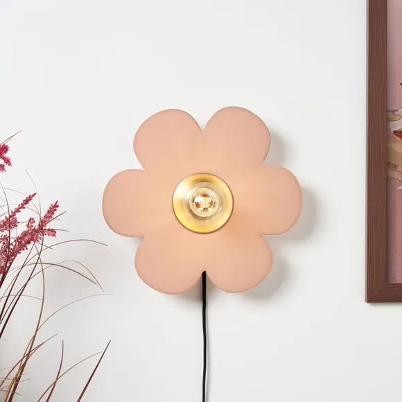 Flower Fabric Plug In Wall Light 1