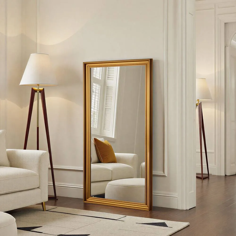 Yearn Mirrors Beaded Classic Full Length Gold Framed Bevelled Wall Mirror 2