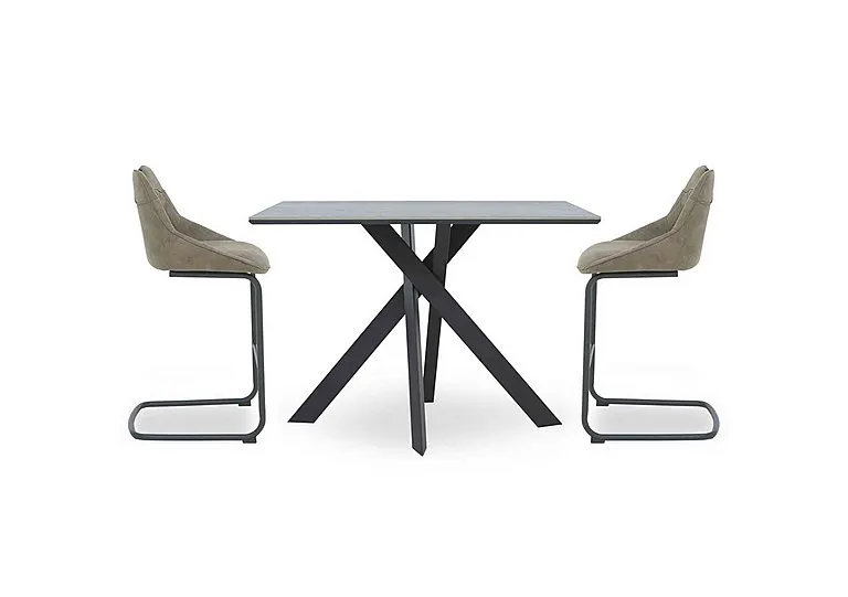 Warrior Grey Table and 2 Cantilever Bar Stools - Grey