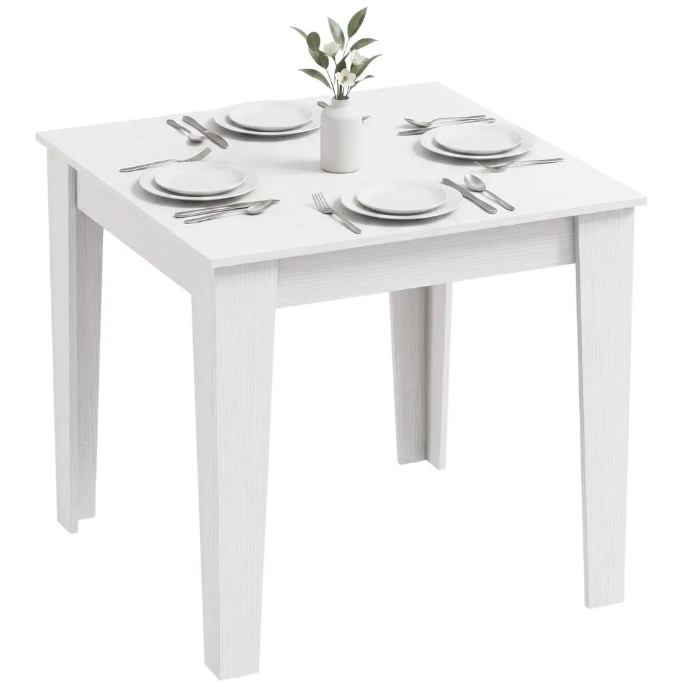 HOMCOM Dining Table for 4, 80L x 80W x 75Hcm, White