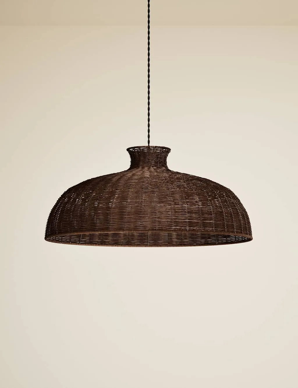 M&S Rattan Extra Large Dome Pendant Light Dark Brown