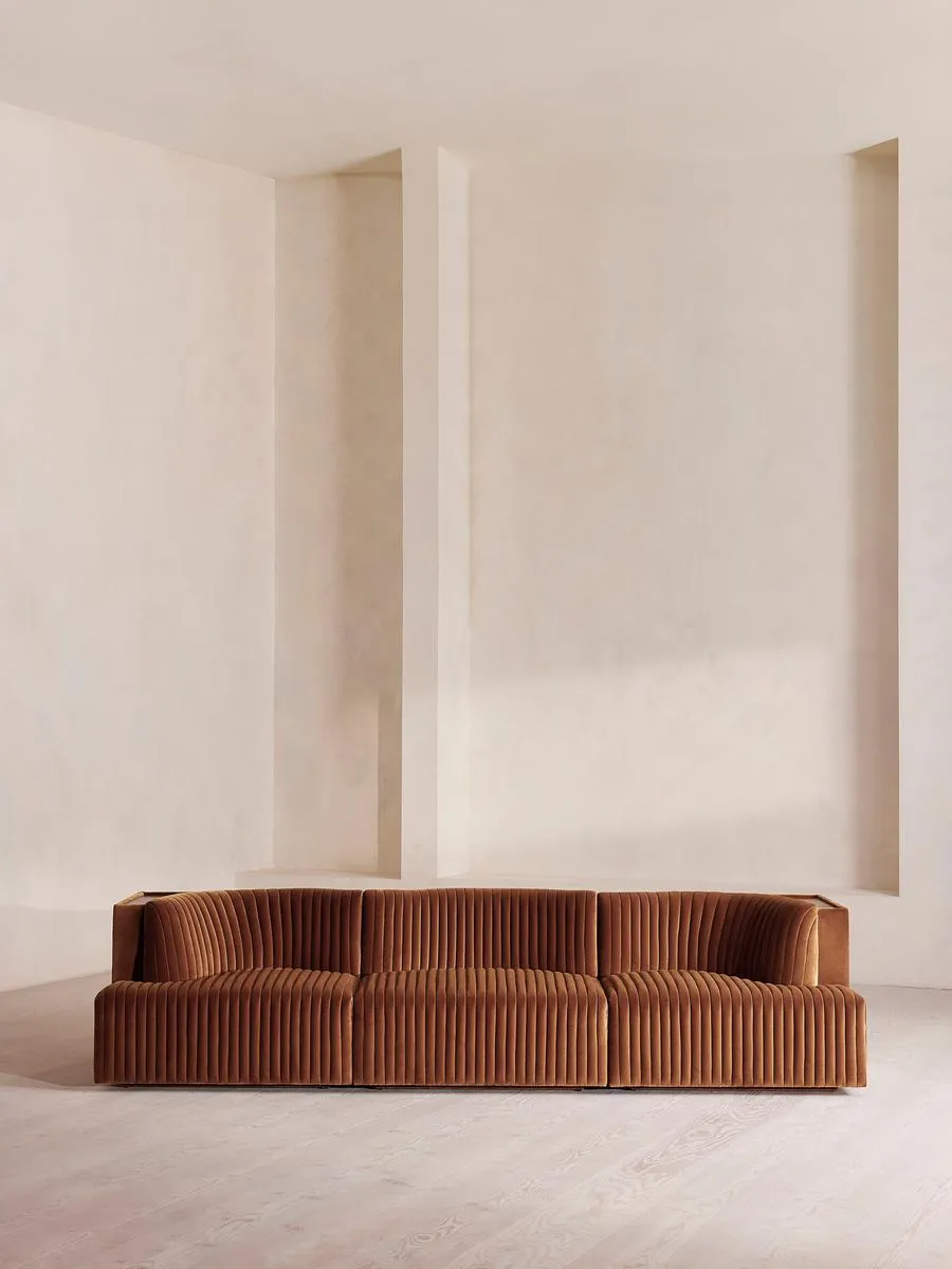 Hamish Modular Sofa, Four Seater, Velvet, Cinnamon