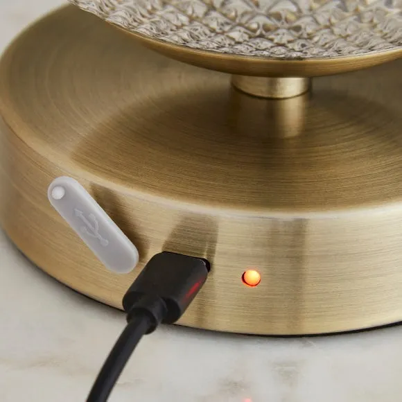 Cassia Pressed Glass Rechargeable Touch Dimmable Table Lamp 5