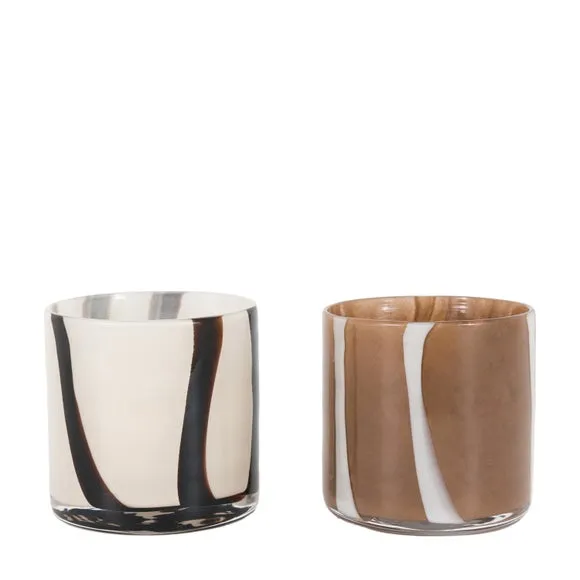 Cedar & Sage Set of 2 Candy Striped Tealight Holders 5