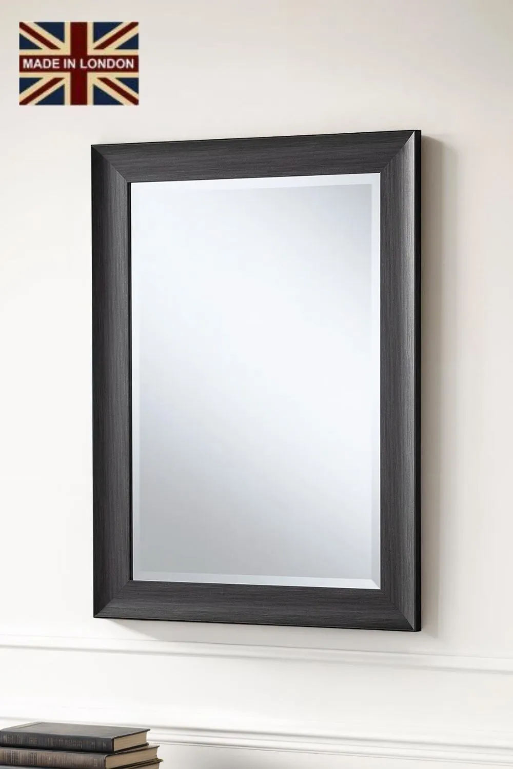 Yearn Mirrors Charcoal Grey Scooped Framed Mirror 101.5x73.5cm
