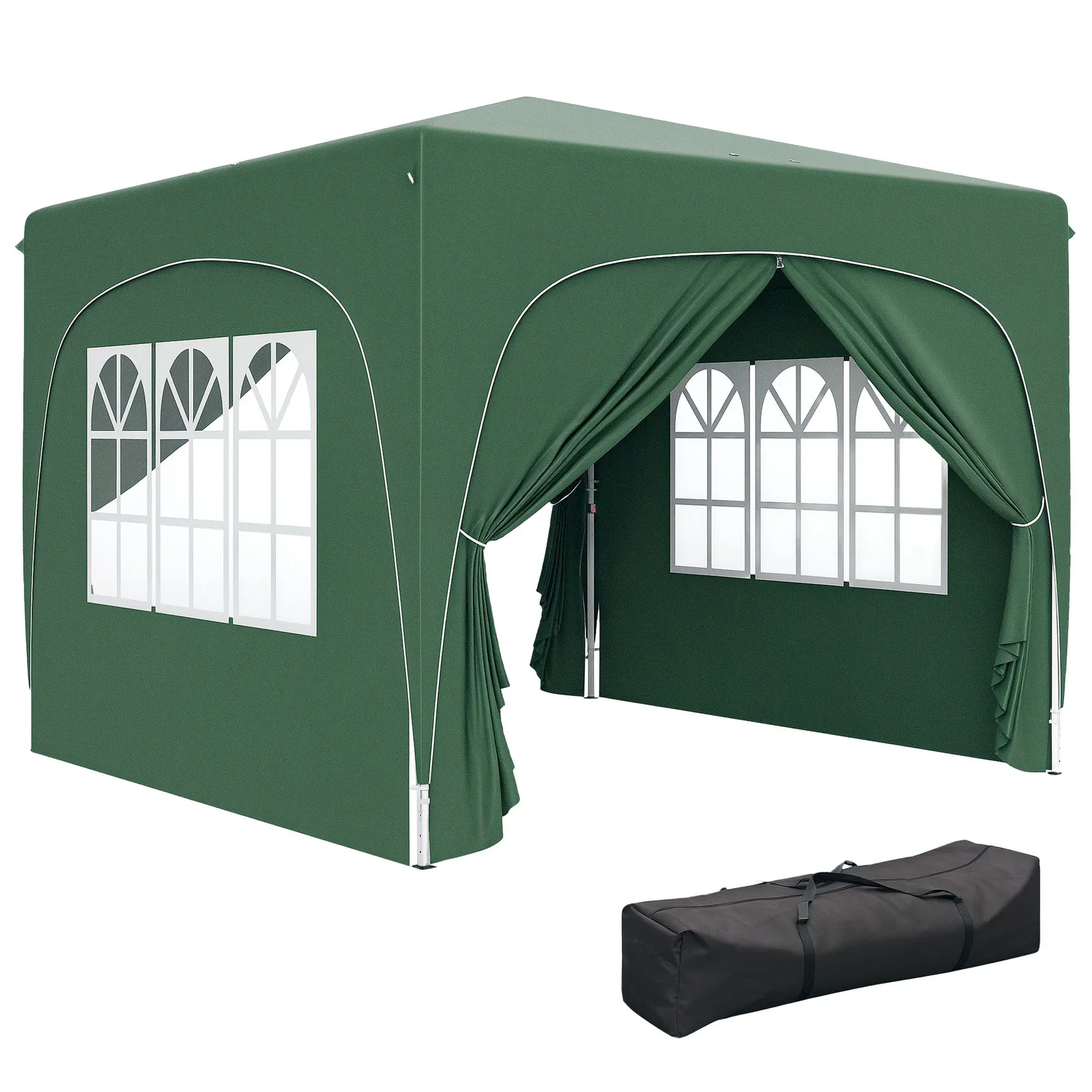 OUTSUNNY 3 x 3(m) UPF50+ Pop Up Gazebo with Sides & Carry Bag, Dark Green 2